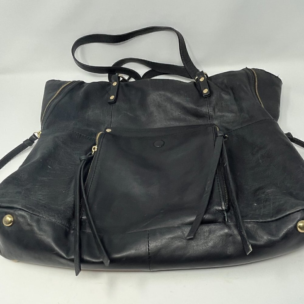 Kooba Everette tote shoulder bag black leather gold hardware women - Picture 4 of 15